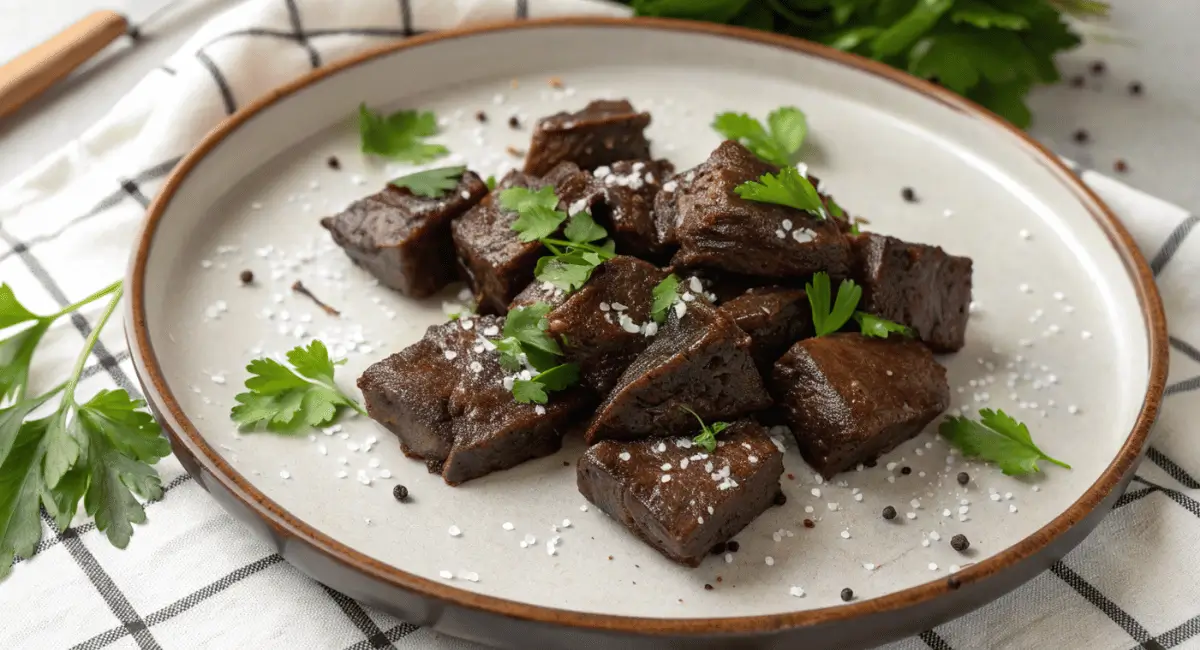 Braised Beef Heart with Vegetables and Fresh Herbs