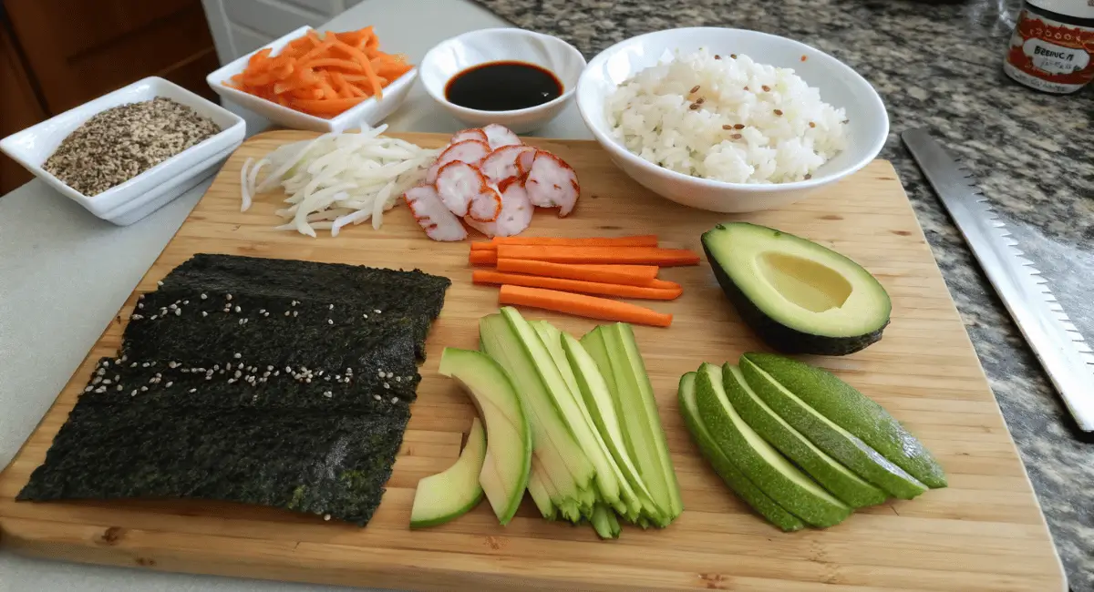 A delicious homemade caterpillar roll sushi, featuring layers of eel, avocado, and rice