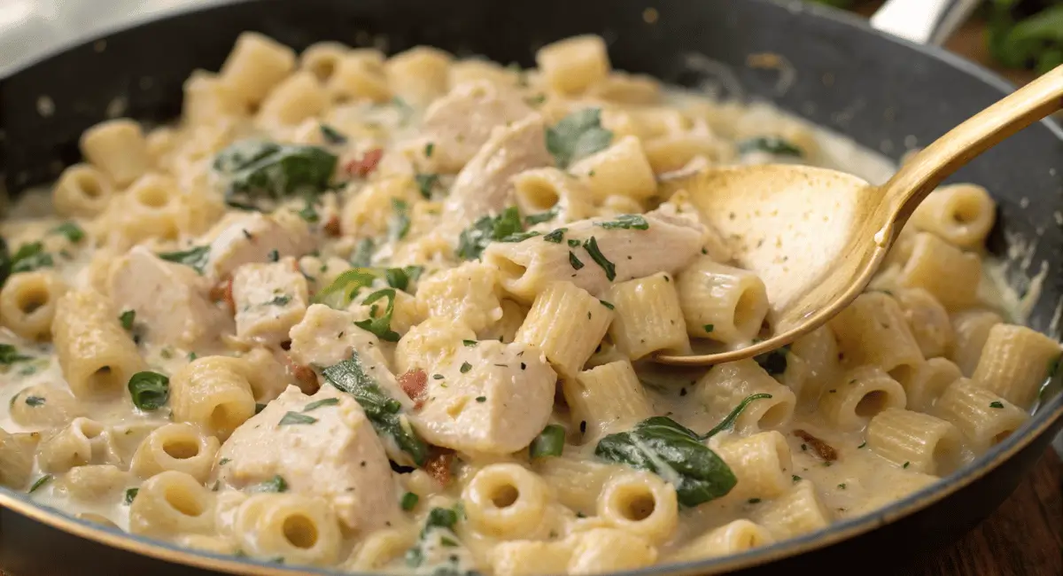 Creamy ditalini pasta recipe served in a bowl