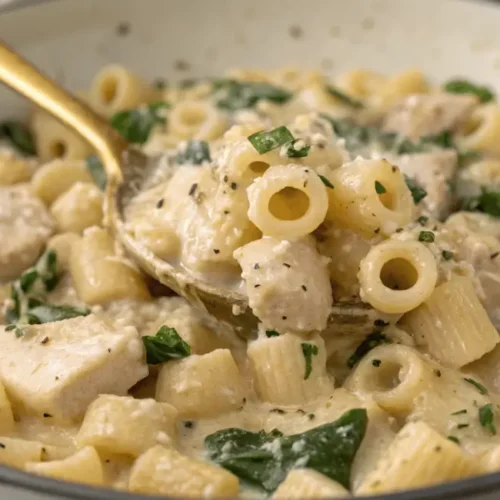 Creamy ditalini pasta recipe served in a bowl