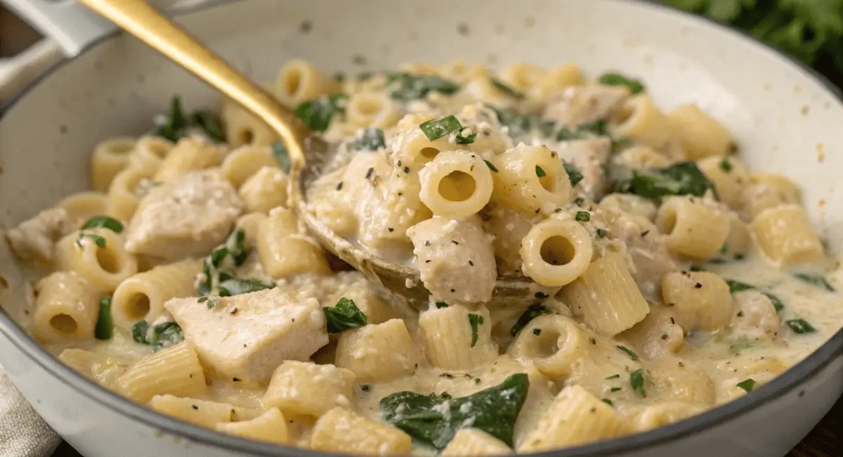 Creamy ditalini pasta recipe served in a bowl