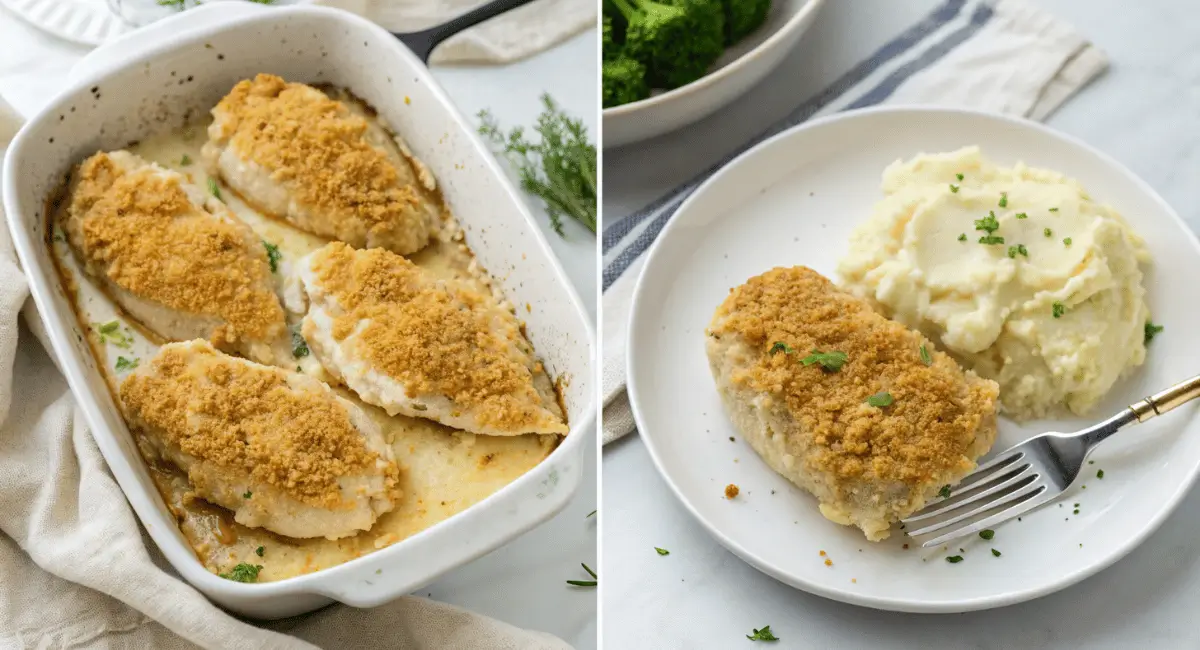 Crispy Longhorn Parmesan Crusted Chicken on a plate, ready to eat