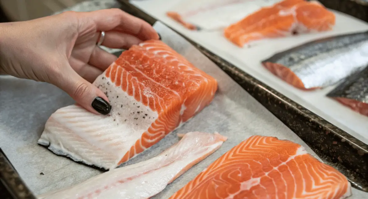 Crispy pan-seared salmon belly with lemon and dill