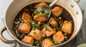 Crispy pan-seared salmon belly with lemon and dill