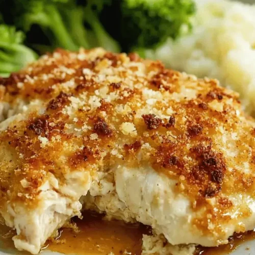 Copycat Longhorn Parmesan Crusted Chicken served with broccoli and cauliflower rice.