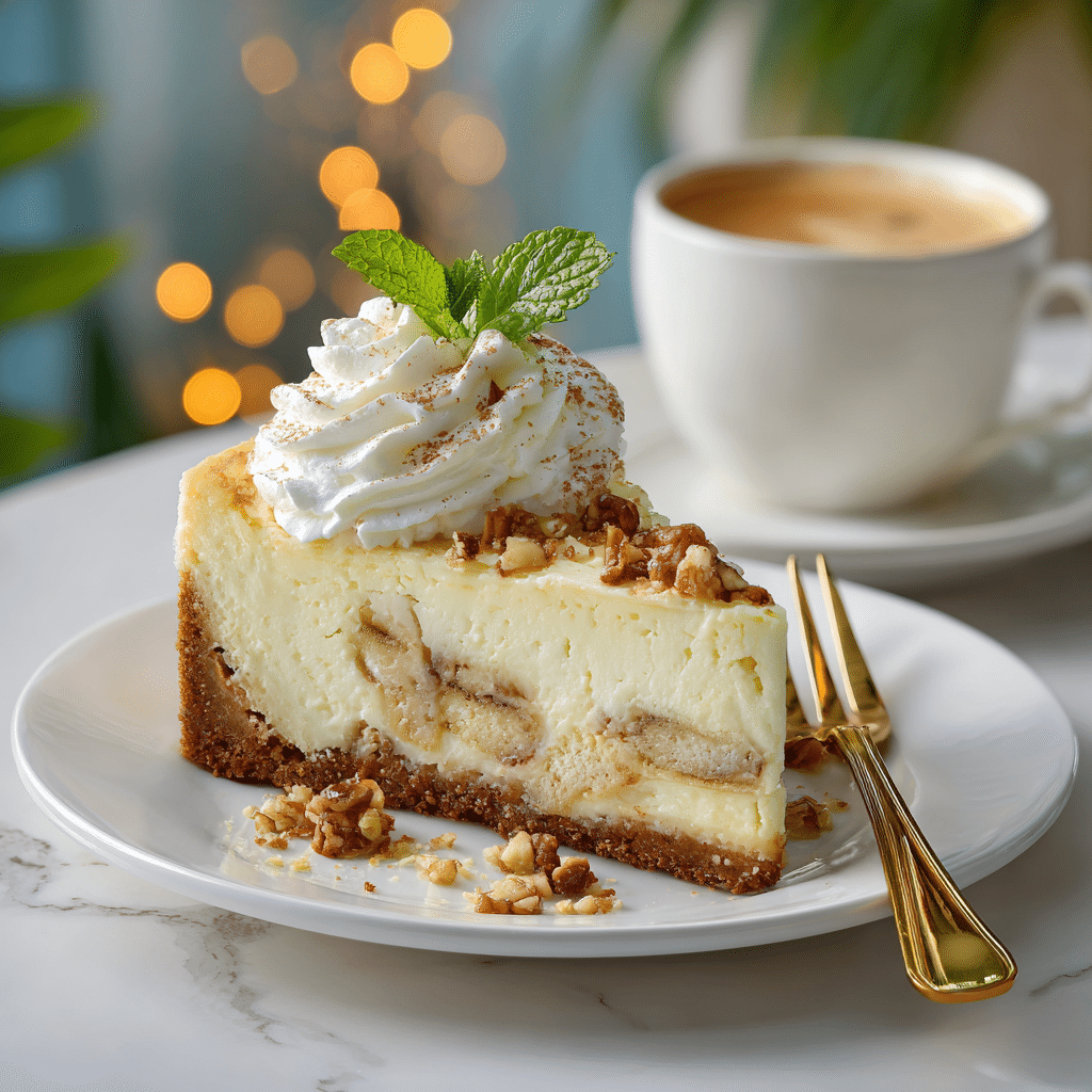 Banana Pudding Cheesecake: Get the Best Recipe! 9 Served banana pudding cheesecake with whipped cream