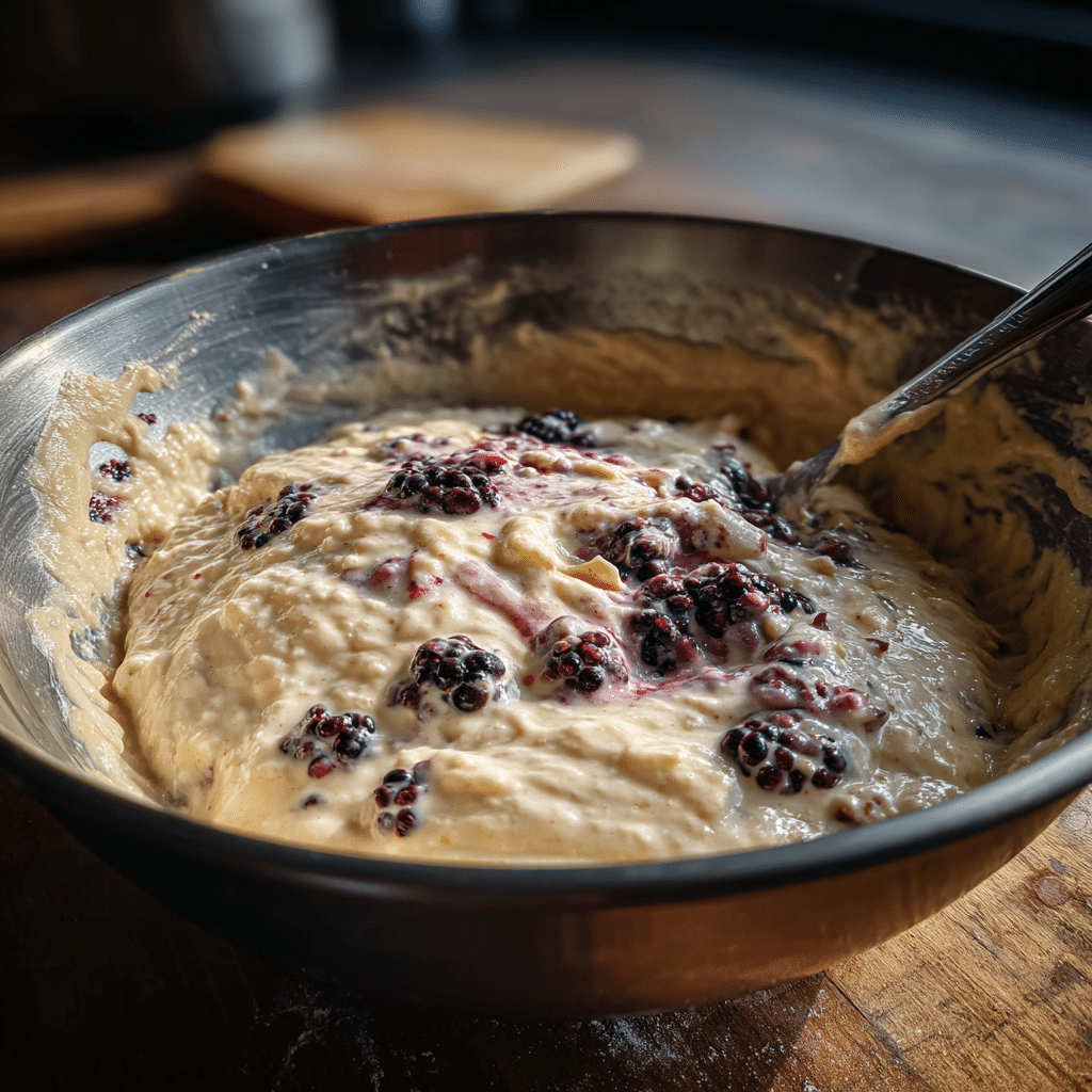 Blackberry Sourdough Discard Recipes: Easy, Fruity, and Delicious! 8 Folding blackberries into sourdough discard batter