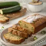 Freshly baked zucchini bread recipe on cutting board