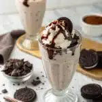 Oreo Blended Shake with Chocolate Drizzle 8 Oreo Blended Shake with Chocolate Drizzle topped with cream and Oreos