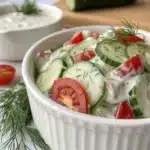 Easy Creamy Cucumber Salad: A Quick & Refreshing Summer Side Dish 6 Easy Creamy Cucumber Salad served in a bowl with fresh dill