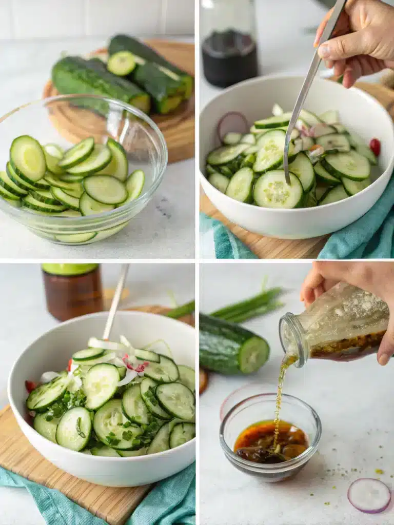Cucumber Vinegar Salad Recipe: The Ultimate Tangy, Crisp Summer Side Dish 9 Marinated cucumber vinegar salad chilling in fridge
