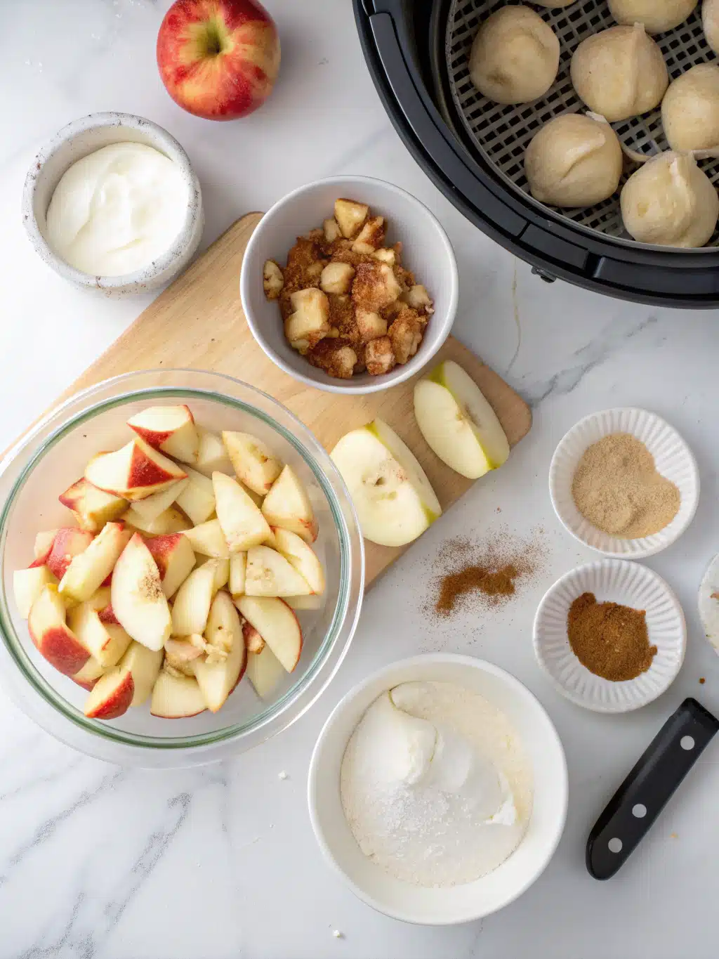 Air Fryer Apple Pie Bombs – The Ultimate Quick Dessert Recipe 8 Air Fryer Apple Pie Bombs preparing steps