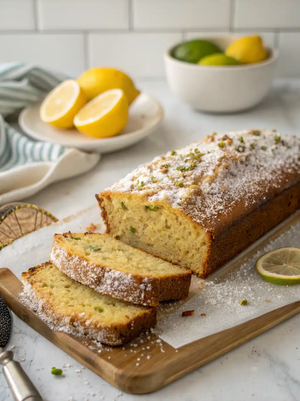 luscious lemon zucchini bread close-up slice