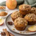 Apple Pumpkin Streusel Muffins on rustic tray