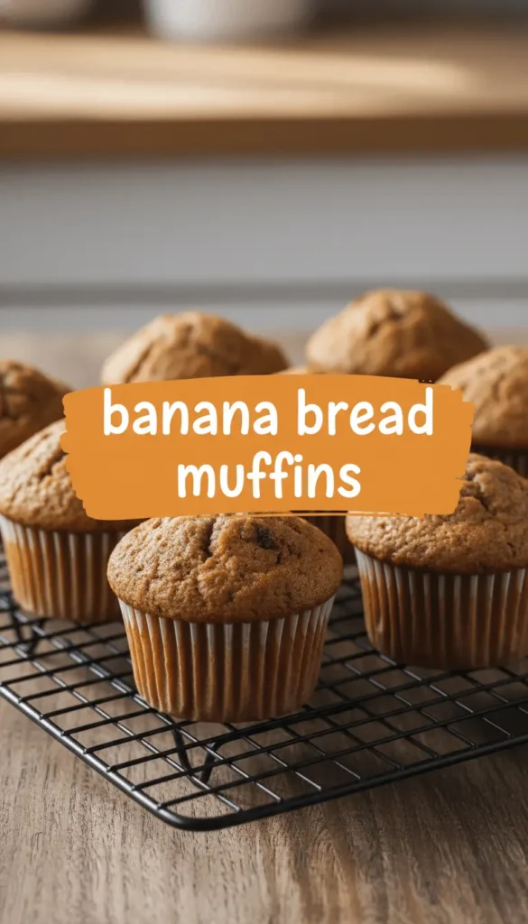 Home - Bitty Recipes 2 Close-up of freshly baked banana bread muffins cooling on a wire rack.